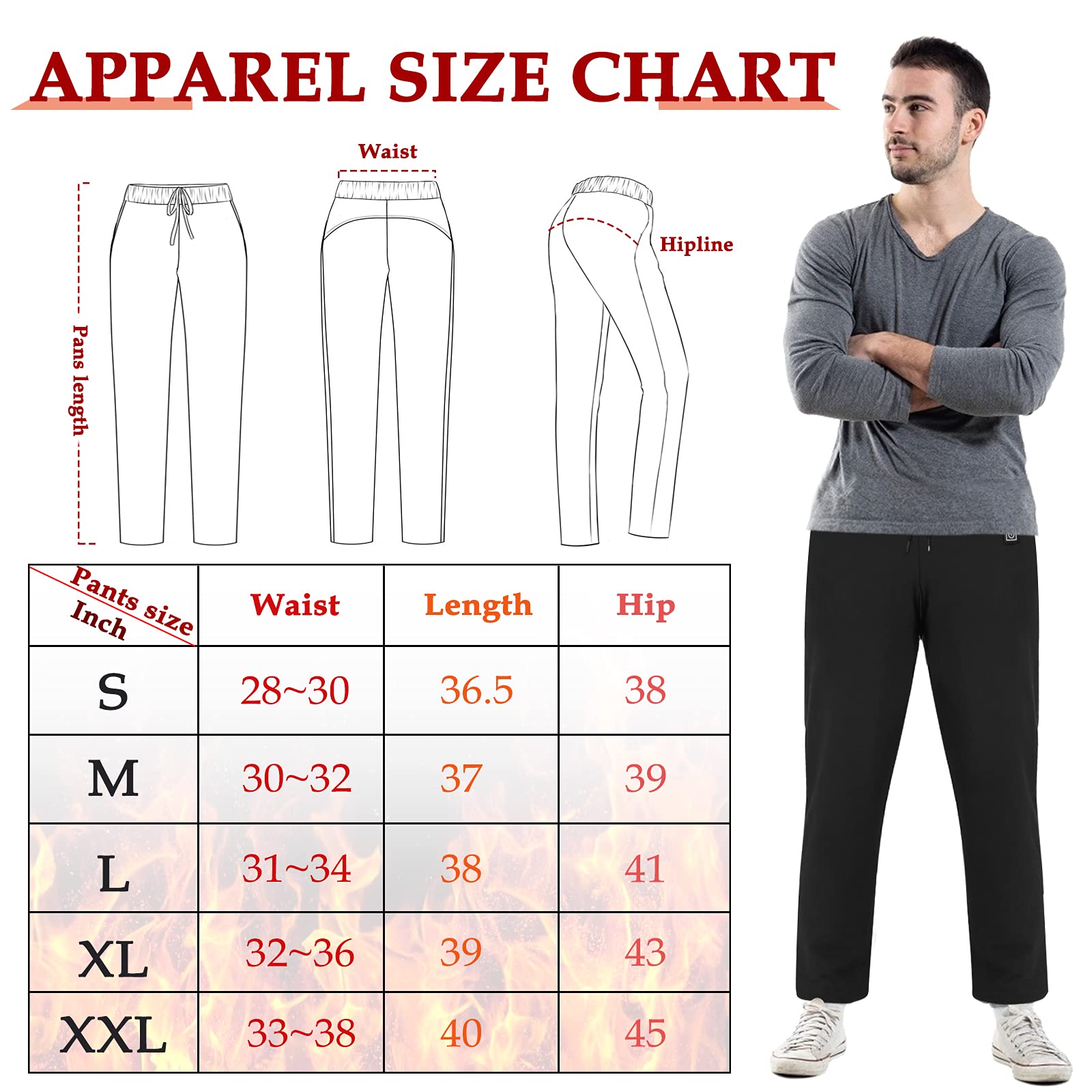 FERNIDA Heated Pants for Men & Women - USB Electric 8-Zone Heating Fleece Sweatpants (Battery Not Included) - Winter Warmth for Outdoor Activities, Skiing, Camping & Cold Weather