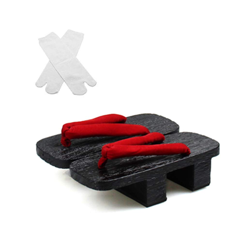 Japanese Traditional Geta Sandals for Women - Wooden Clogs with Tabi Socks Set (Sizes 5-9) - Comfortable Cosplay & High Heel Slippers for Anime Lovers, Tea Ceremony & Cultural Events