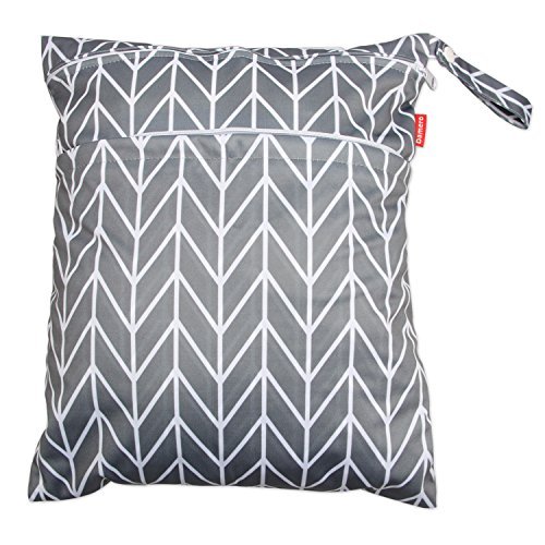 Damero 3-Piece Waterproof Wet Dry Bag Set with Handle - Perfect for Travel, Cloth Diapers, Pumping Parts, Swimsuits & Baby Clothes - Compact & Portable for On-the-Go Parents (Gray Arrows Design) - Ideal for Daycare, Beach Trips & Gym Use