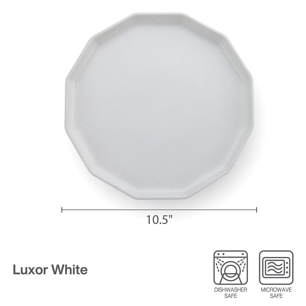 Luxor White Set of 4 Porcelain Dinner Plates - Elegant Tableware for Fine Dining, Restaurants & Home Entertaining