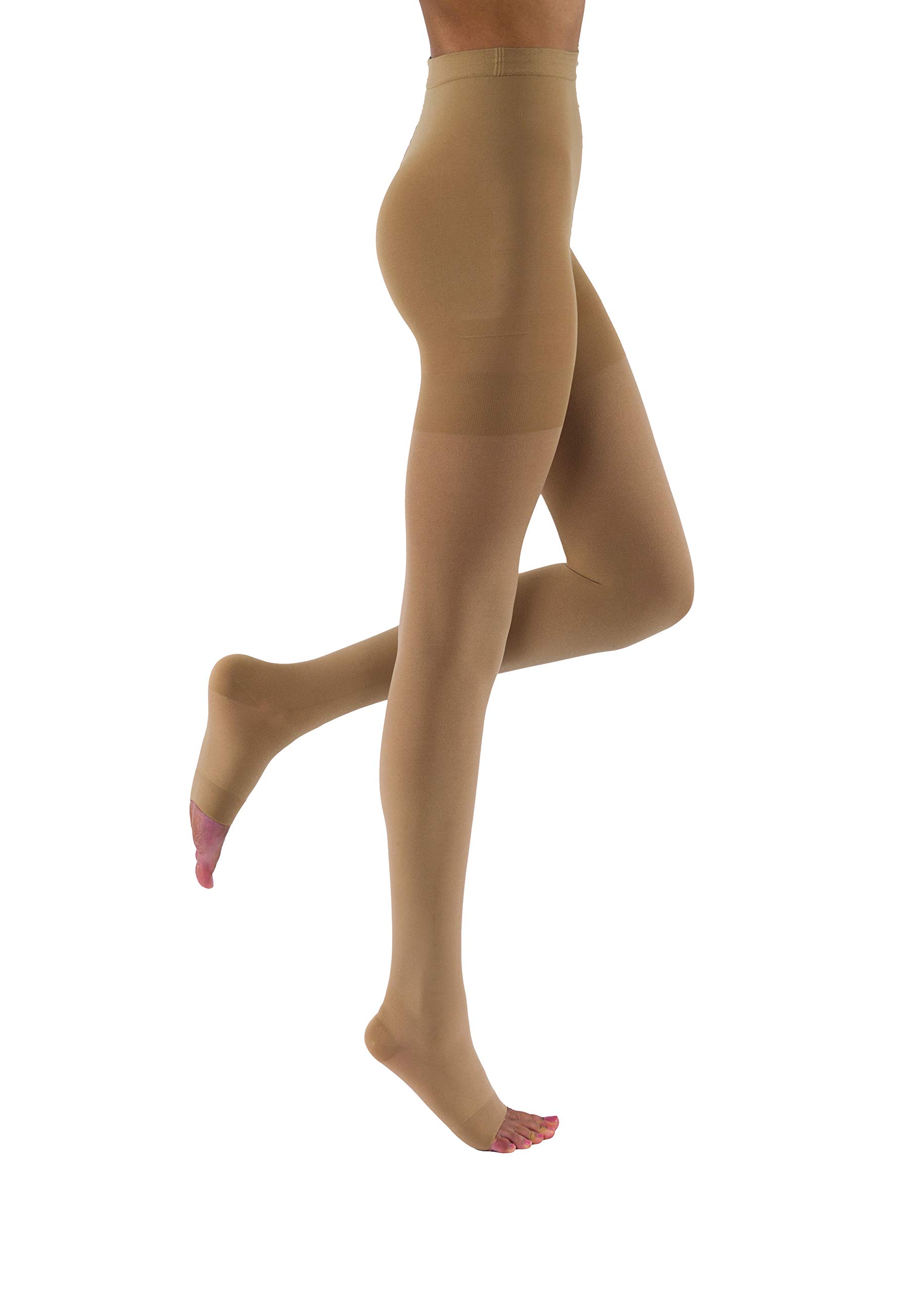 JOBST Relief Waist High Graduated Compression Stockings 30-40mmHg - Comfortable Unisex Medical Socks for Varicose Veins & Swelling - Open Toe Beige Large - Perfect for Post-Surgery Recovery & Long Flights