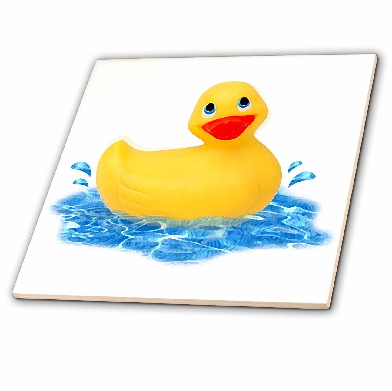 3Drose 4-Inch Rubber Duck Ceramic Tile - Cute Bathroom Decor, Kitchen Backsplash, DIY Craft Projects - Perfect for Home, Office, or Gifts