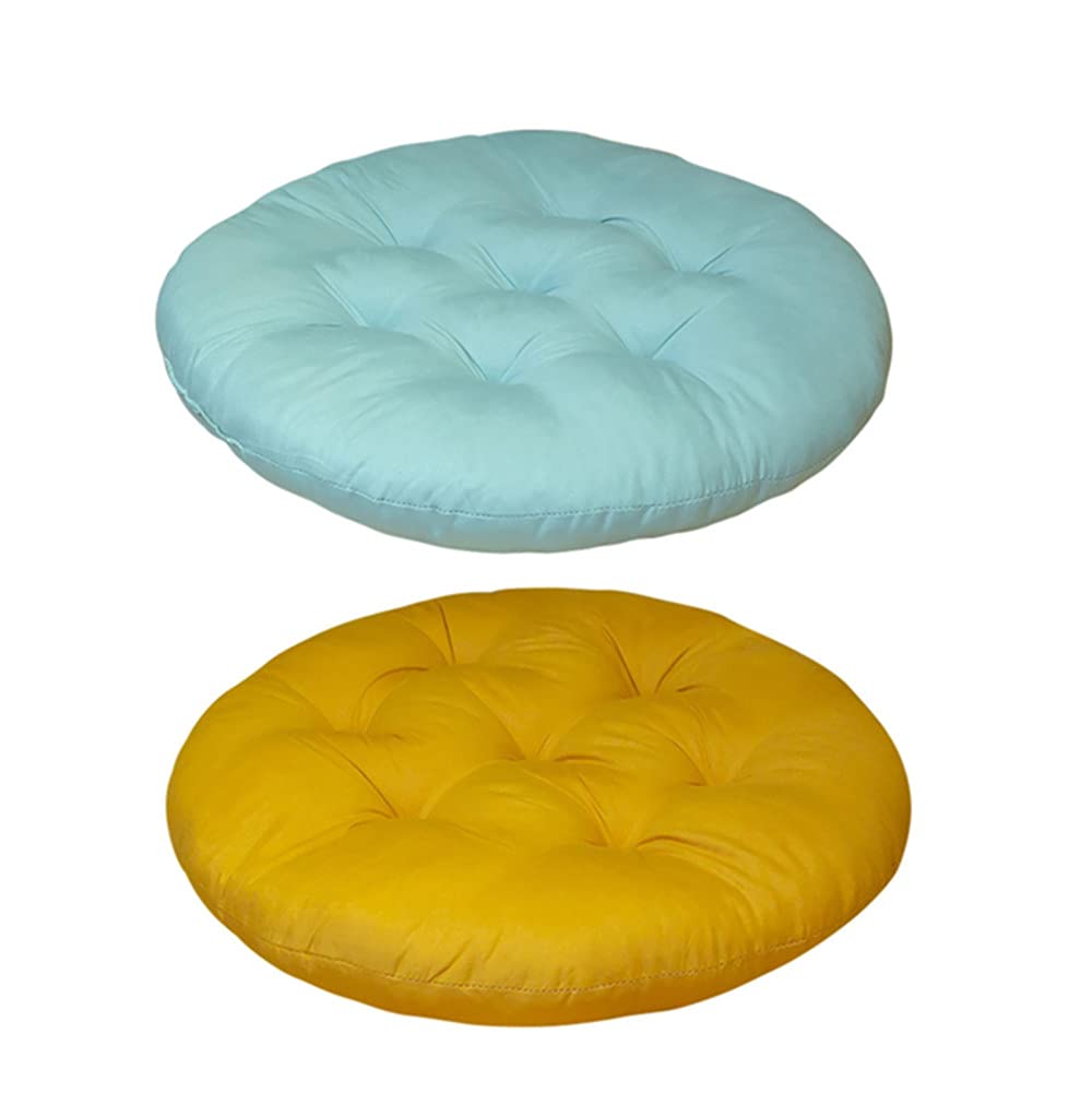 Round Chair Cushions Seat Pads - Indoor/Outdoor Soft Dining & Meditation Cushions for Yoga, Sofa, Balcony, Office, Car, Patio & Garden Furniture - Blue & Yellow - Perfect for Home Decor, Relaxation & Comfortable Seating