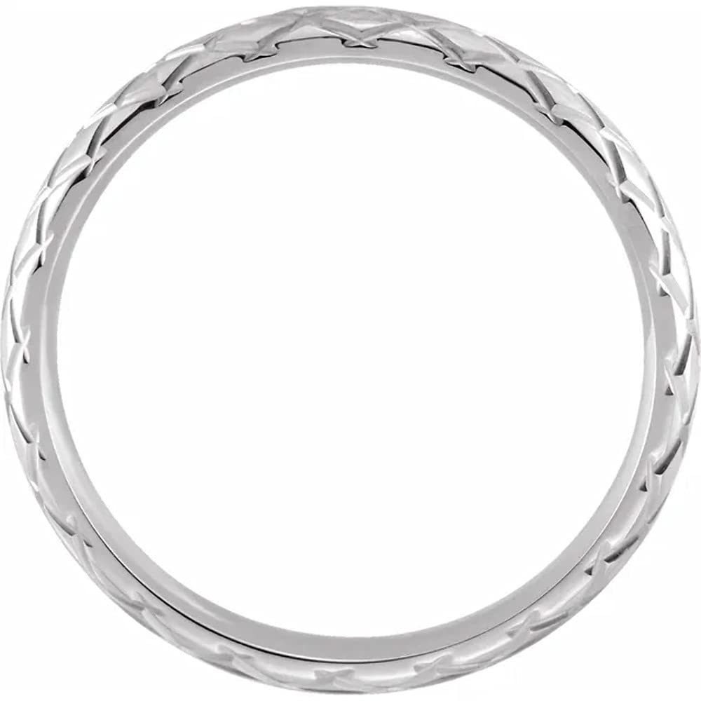 Comfort Fit 3mm Sterling Silver Wedding Band for Men & Women - Polished Rhombus Pattern Ring for Everyday Wear & Special Occasions