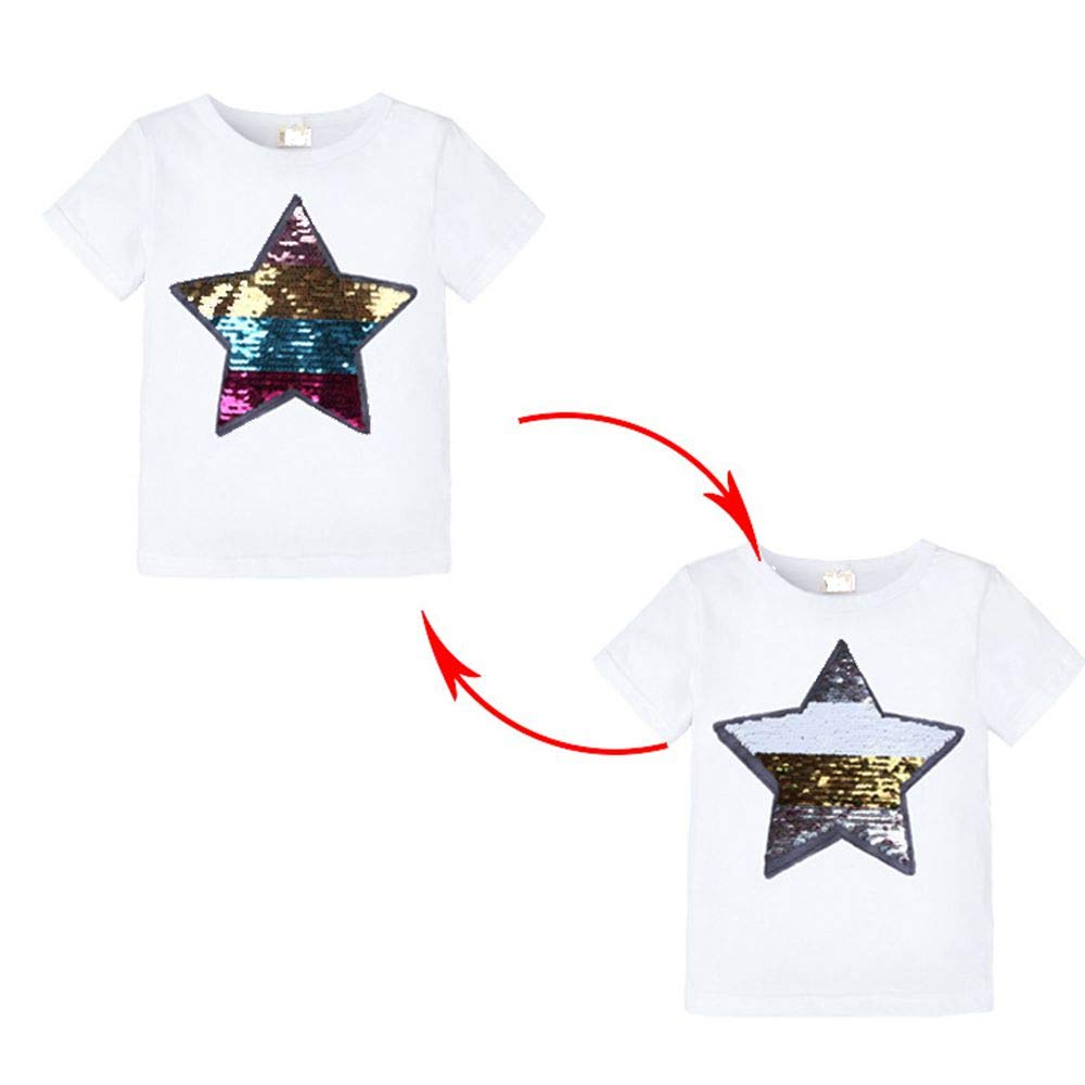 Kids Magic Flip Sequins T-Shirt - Short Sleeve Crew Neck Top for Play & School