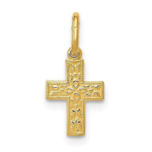 14K Solid Yellow Gold Mexican Holy Cross Necklace - Religious Jesus Christ Charm Pendant for Women | Gift for Baptism, First Communion, Confirmation, and Faith Jewelry