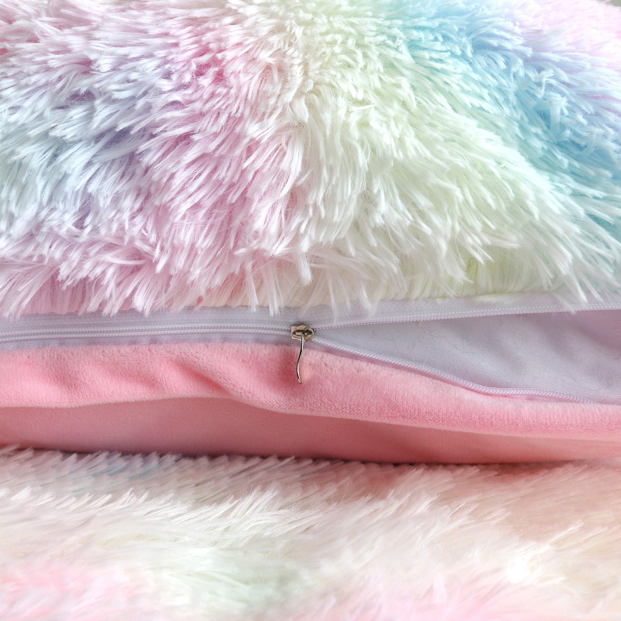 **Sleepwish Plush Shaggy Duvet Cover Set - Ultra Soft Fuzzy Unicorn Bedding Comforter Cover for Girls, Luxury Crystal Velvet Bedding Set with 2 Pillowcases (3 PCS Faux Fur Queen Size, Rainbow) - Perfect for Kids' Bedrooms, Birthday Gifts & Cozy Winter Nights**