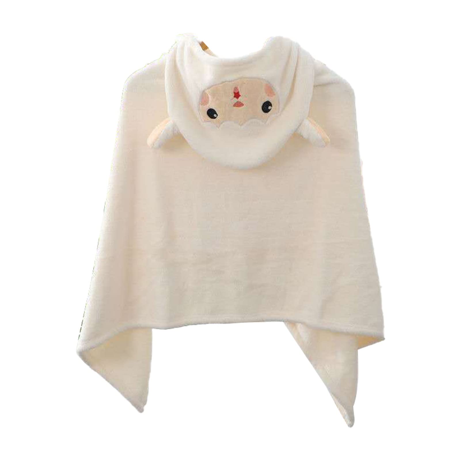 **Unizhouxi Kids Hooded Bath Towel - Soft Fluffy Coral Fleece Swim Towel with Cute Cartoon Print, Super Absorbent for Baby & Toddler - Perfect for Beach, Pool, Bathroom & Spa (White)**