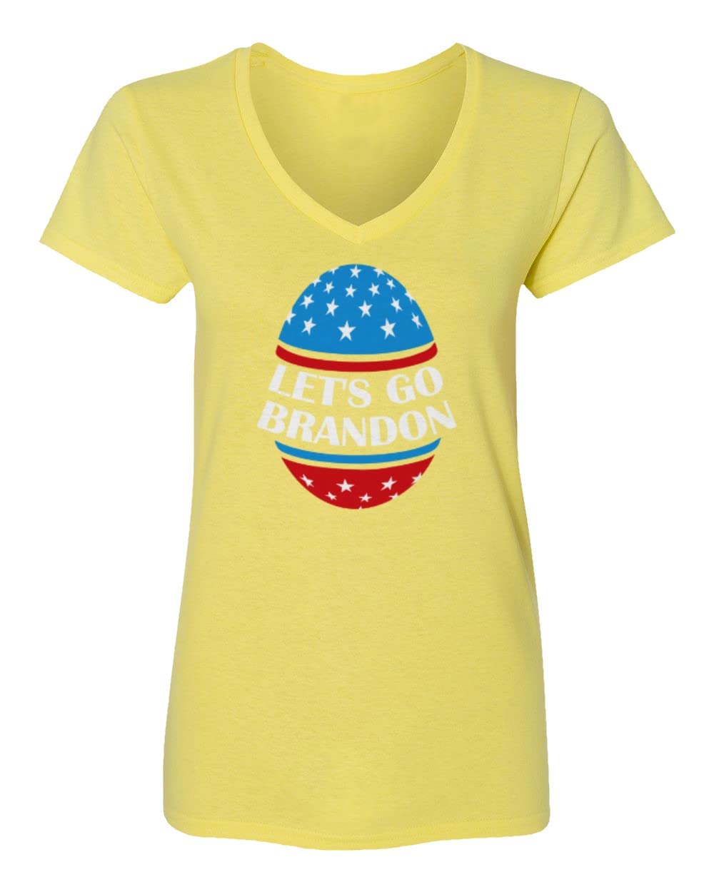 Let's Go Brandon American Flag Easter Egg Patriotic Ladies V-Neck T-Shirt - Perfect for 4th of July, Political Rallies & Conservative Events