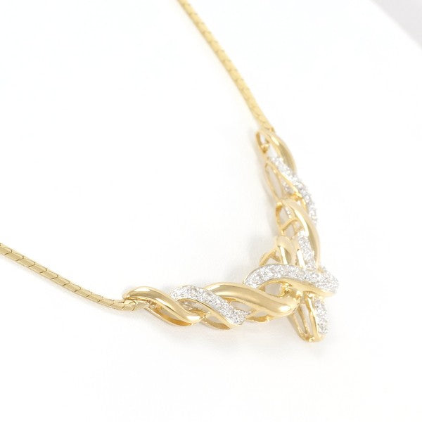 18K Yellow Gold & White Gold Diamond Necklace for Women - Elegant Wedding, Anniversary & Party Jewelry Gift
