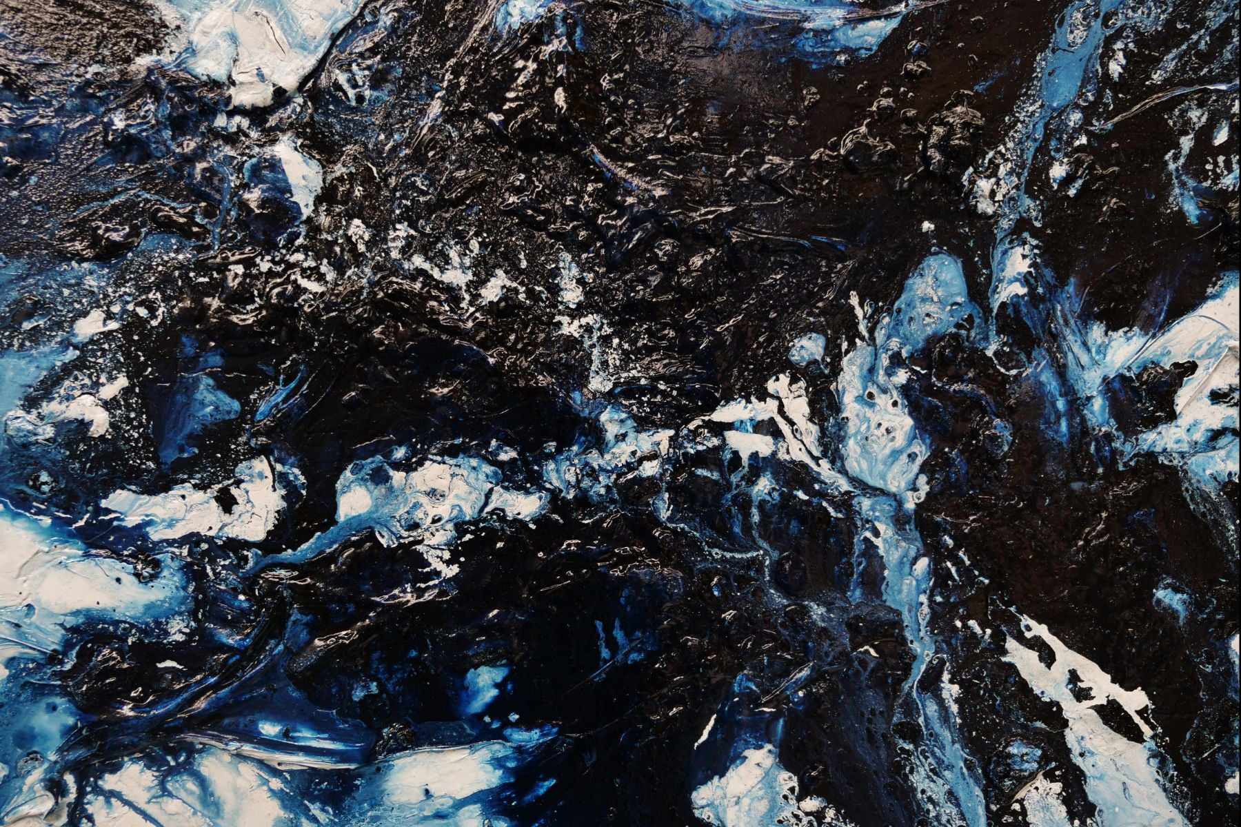 Midnight in the Hamptons 79x31 Inch Blue White Textured Abstract Canvas Art - Modern Wall Decor for Living Room, Bedroom & Office