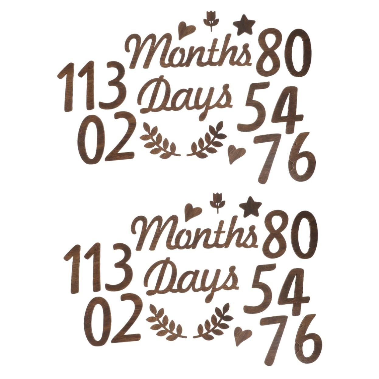 HEMOTON 2 Sets Personalized Baby Milestone Cards - Newborn Photo Props with Love & Wonderful Milestone Number Signs for Baby's First Year - Perfect for Monthly Photos, Birthday Parties & Nursery Decor