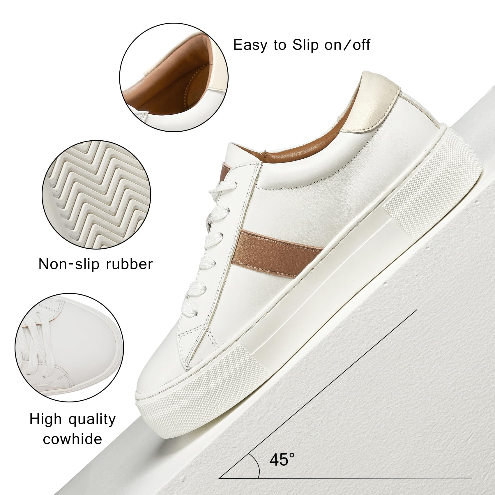 Women's Fashion Leather Platform Sneakers - Comfortable Casual Walking Shoes for Everyday Wear | Perfect for Work, Travel & Outfits