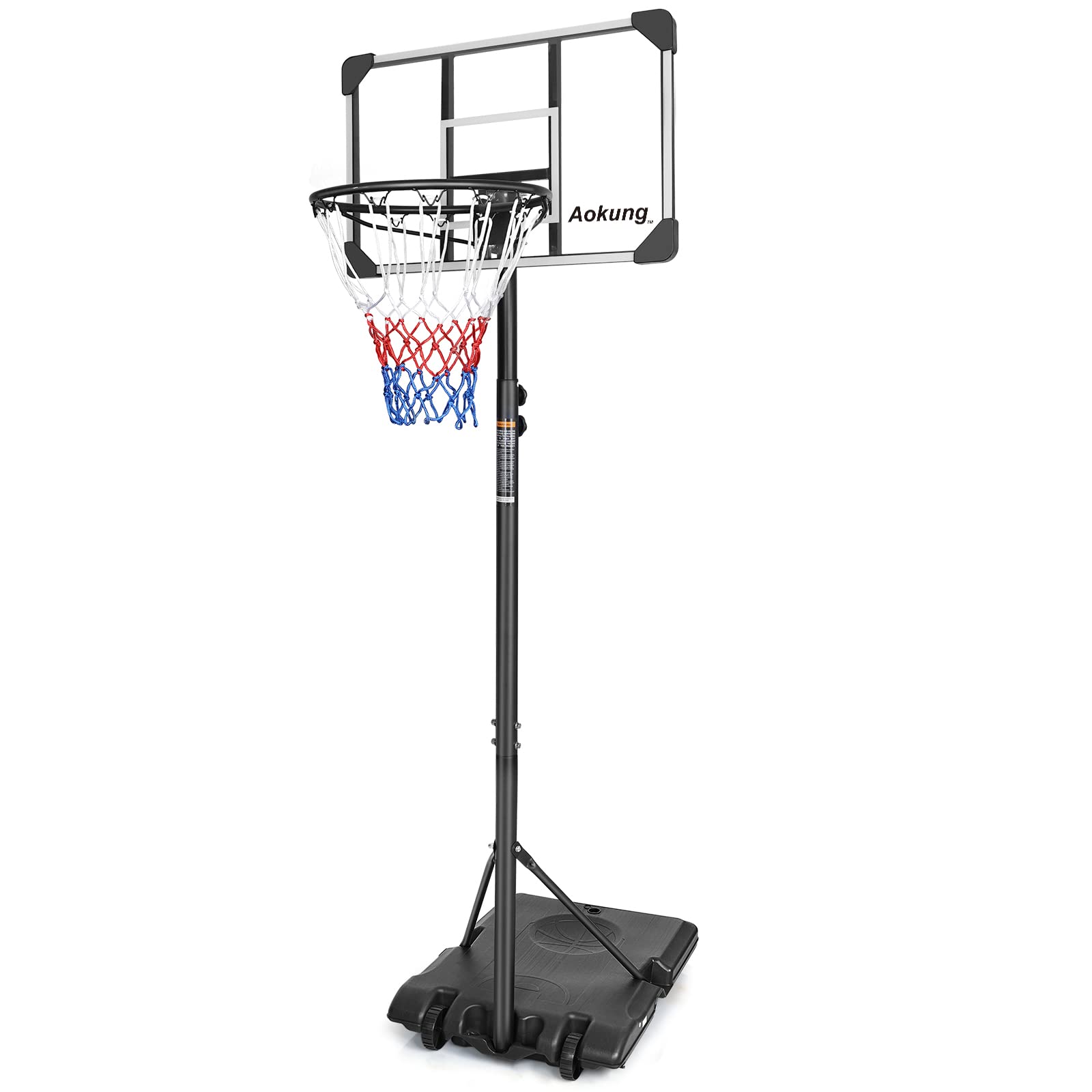 Adjustable Basketball Hoop for Teens & Youth - 4.8ft to 7.7ft Height Range, 28