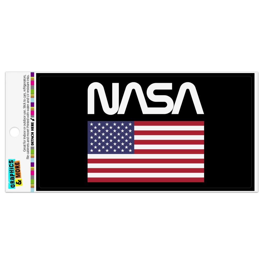 NASA Official Worm Logo USA Flag Vinyl Magnet - Strong Adhesive for Cars, Refrigerators, Lockers & Metal Surfaces - Perfect for Home, Office, Dorm Decor & Space Enthusiast Gifts