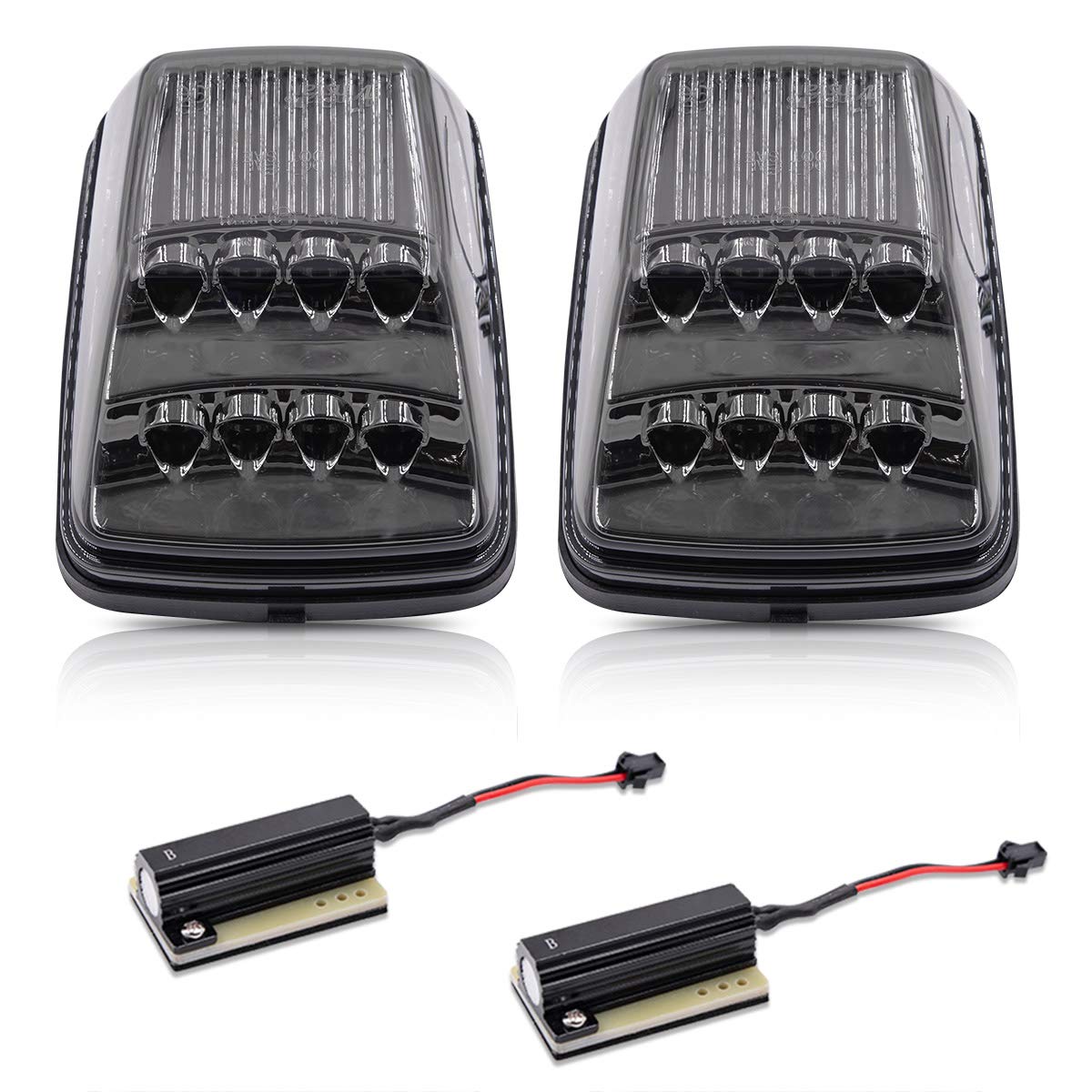 Smoked Lens Front Corner Turn Signal Lamps for 1990-2018 Mercedes Benz AMG W463 G-Class (G500 G550 G600 G55 G63) - Amber LED Side Marker & White LED Position Lights - Perfect for Off-Roading & Night Driving