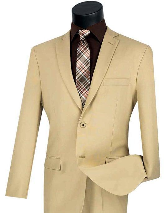 Slim Fit 2 Piece Suit for Men - Beige Business Suit | Formal Office Wear & Wedding Attire | Perfect for Job Interviews, Business Meetings & Special Occasions