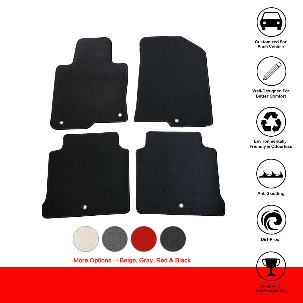 IKON MOTORSPORTS Floor Mats for 2016-2020 Kia Optima - Premium Black Nylon Car Mats (4-Piece Set) | Perfect Fit Front & Rear Floor Liners | All-Weather Protection & Comfort for Daily Commute, Road Trips & Family Travel