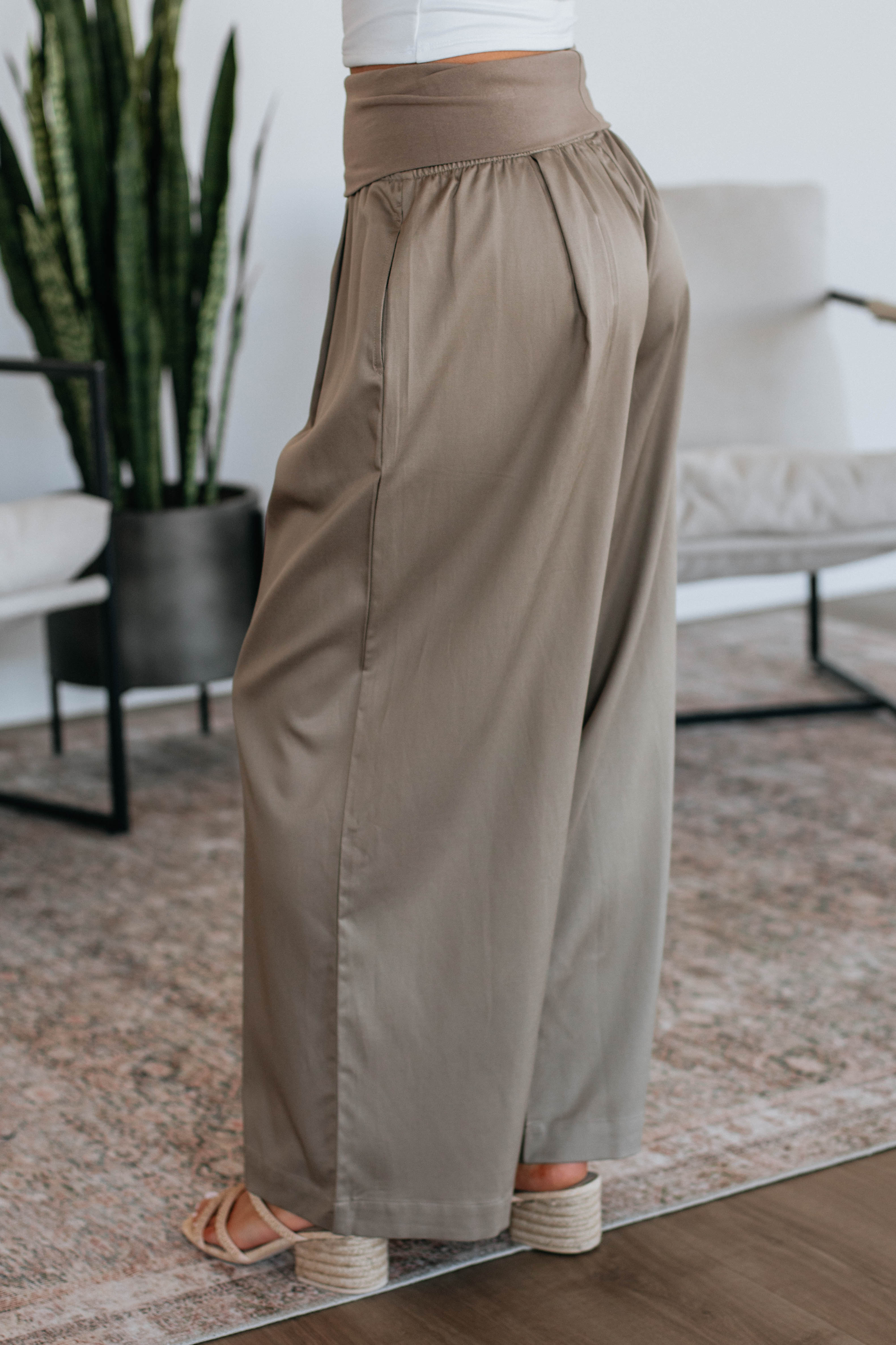 Haylo Women's Wide Leg Pants - Soft High Waisted Linen Pants for Summer, Mushroom Color | Casual Comfort, Office Wear & Travel Outfits