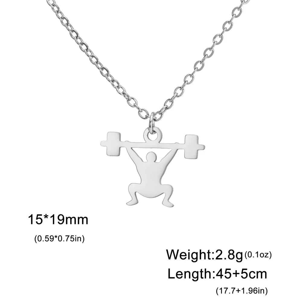 Stainless Steel Dumbbell Necklace for Men - Weightlifting & Gym Jewelry Gift for Bodybuilders & Fitness Enthusiasts | Perfect for Workouts, Sports & Casual Wear