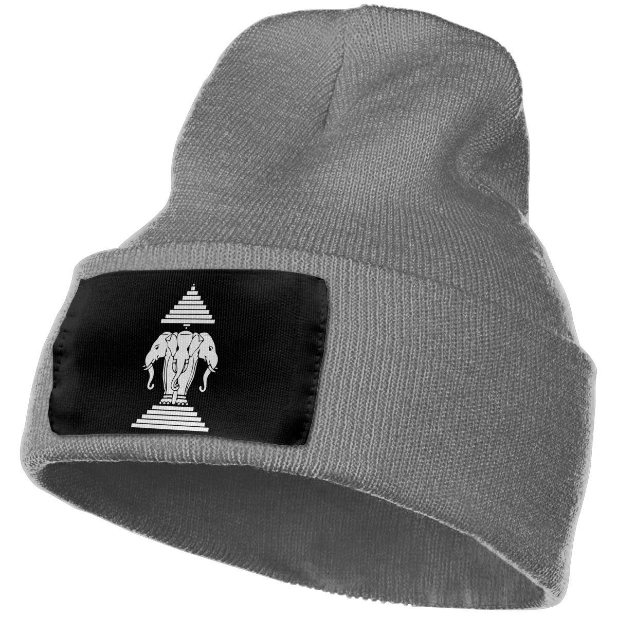 XXmaoX Laos Three Headed Elephant Unisex 12 Inch Knitted Beanie Hat - Warm Skull Cap for Men & Women - Perfect for Winter Sports, Outdoor Activities & Casual Wear
