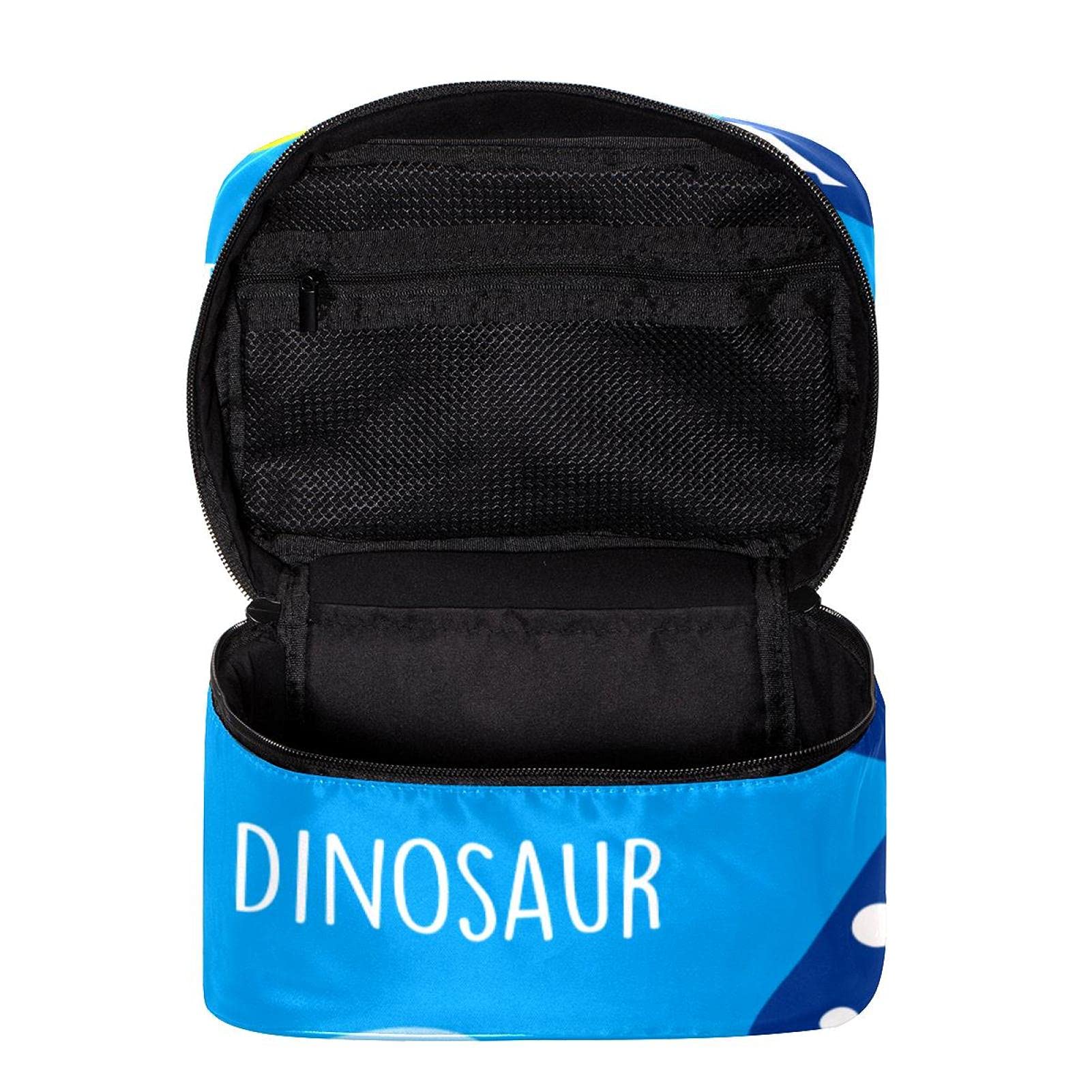 Dinosaur Print Large Travel Makeup Bag - Blue Cosmetic Organizer with Zipper for Women & Girls | Perfect for Toiletries, Travel, and Everyday Use