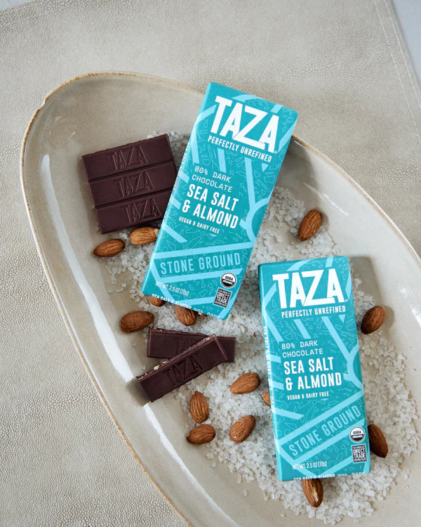 Organic 80% Dark Chocolate Bar with Sea Salt & Almonds - Premium Vegan, Gluten-Free Snack for Gifts, Desserts & Healthy Indulgence