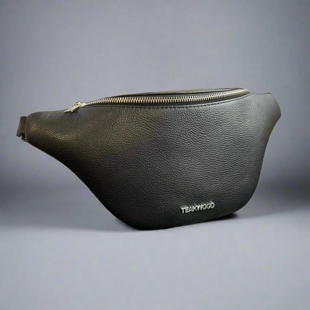 Stylish Sheep Leather Waist Bag with Decorative Patterned Strap - Perfect for Travel, Hiking & Everyday Use