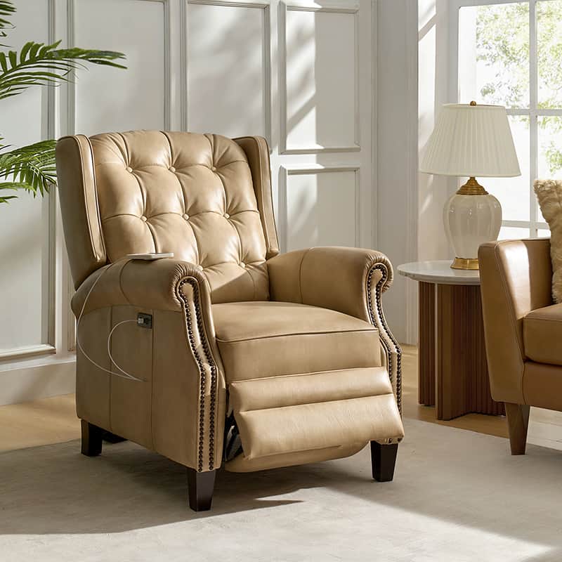 Premium Ruben Buttery Soft Leather Power Recliner Chair - Ergonomic Living Room Furniture for Relaxing, Watching TV & Napping