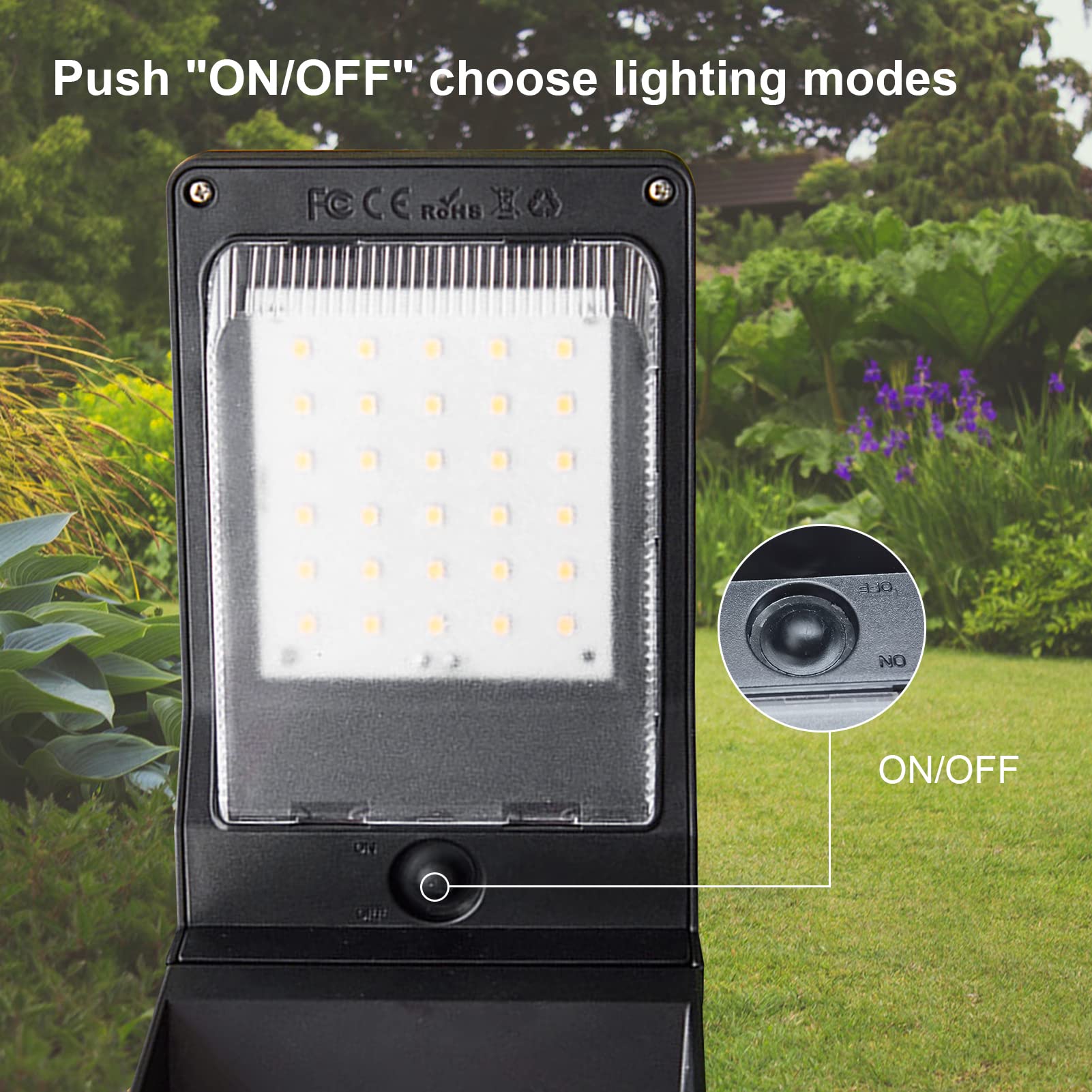 NATSUKAWA Solar Outdoor Lights Waterproof - 2 Pack L-Shaped Black Solar Pathway Lights with 3 Lighting Modes for Garden, Yard, Pathway & Landscape Spot Lighting (Cold White) - Ideal for Driveway, Walkway, Patio & Backyard Decoration