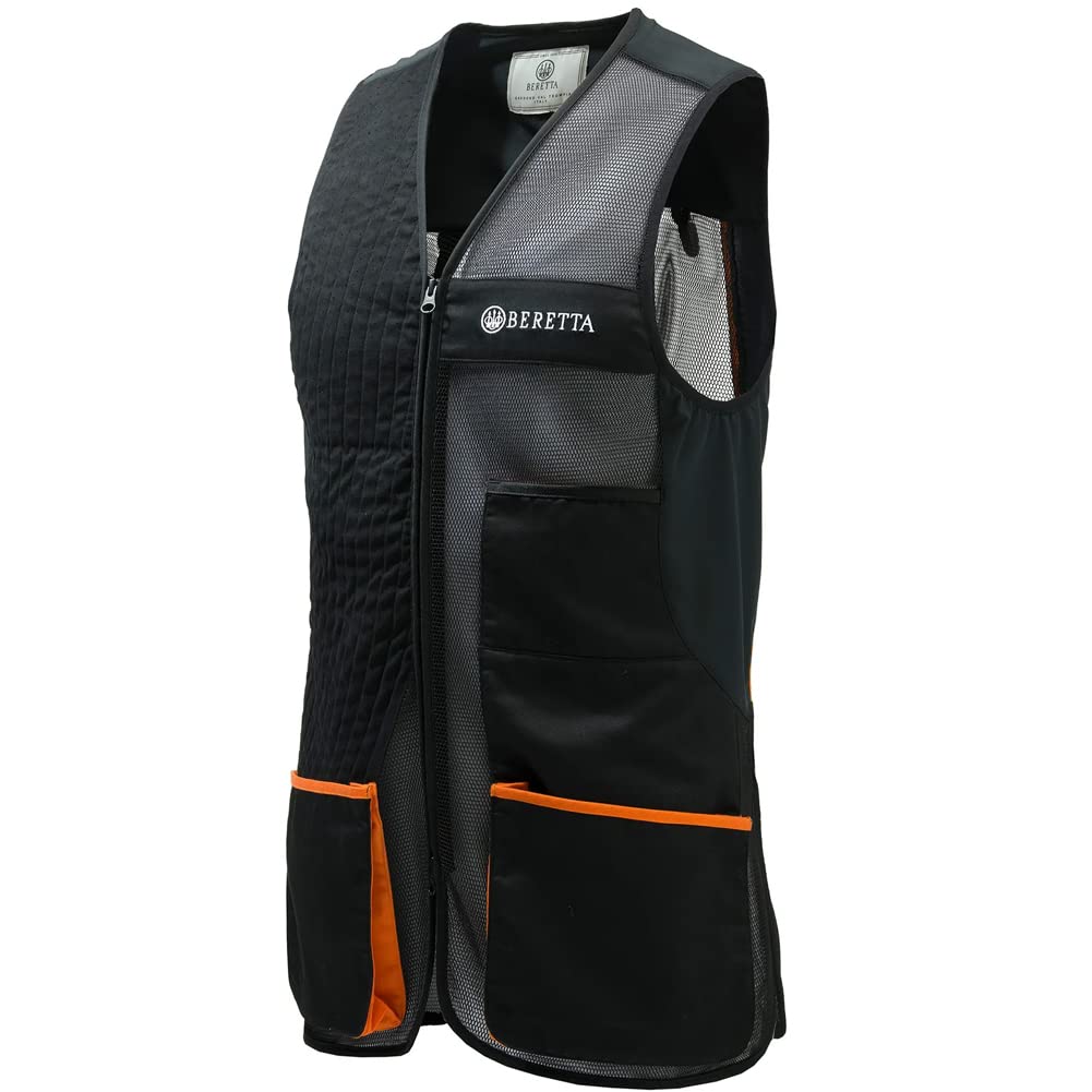 Beretta Men's Pro 20.20 Breathable Slim Fit Shooting Vest - Microsuede Patch Front Zip Competition Clay Shooting Mesh Vest with Pockets - Ideal for Skeet, Trap & Sporting Clays