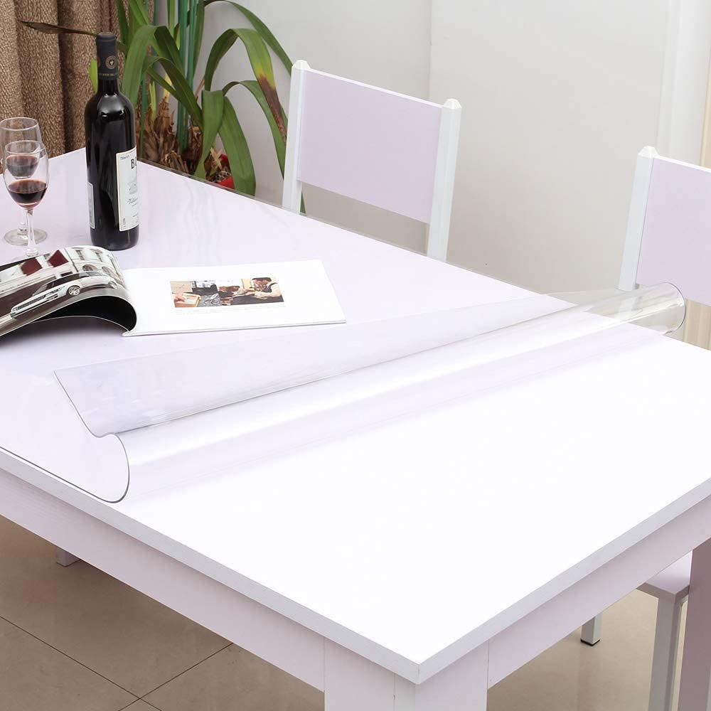 Leffora 1.5mm Thick Clear PVC Table Cover Protector 36x96 Inch - Waterproof Scratch-Resistant Transparent Table Mat for Dining, Coffee, Office & Nightstand - Perfect for Home, Restaurant & Office Use