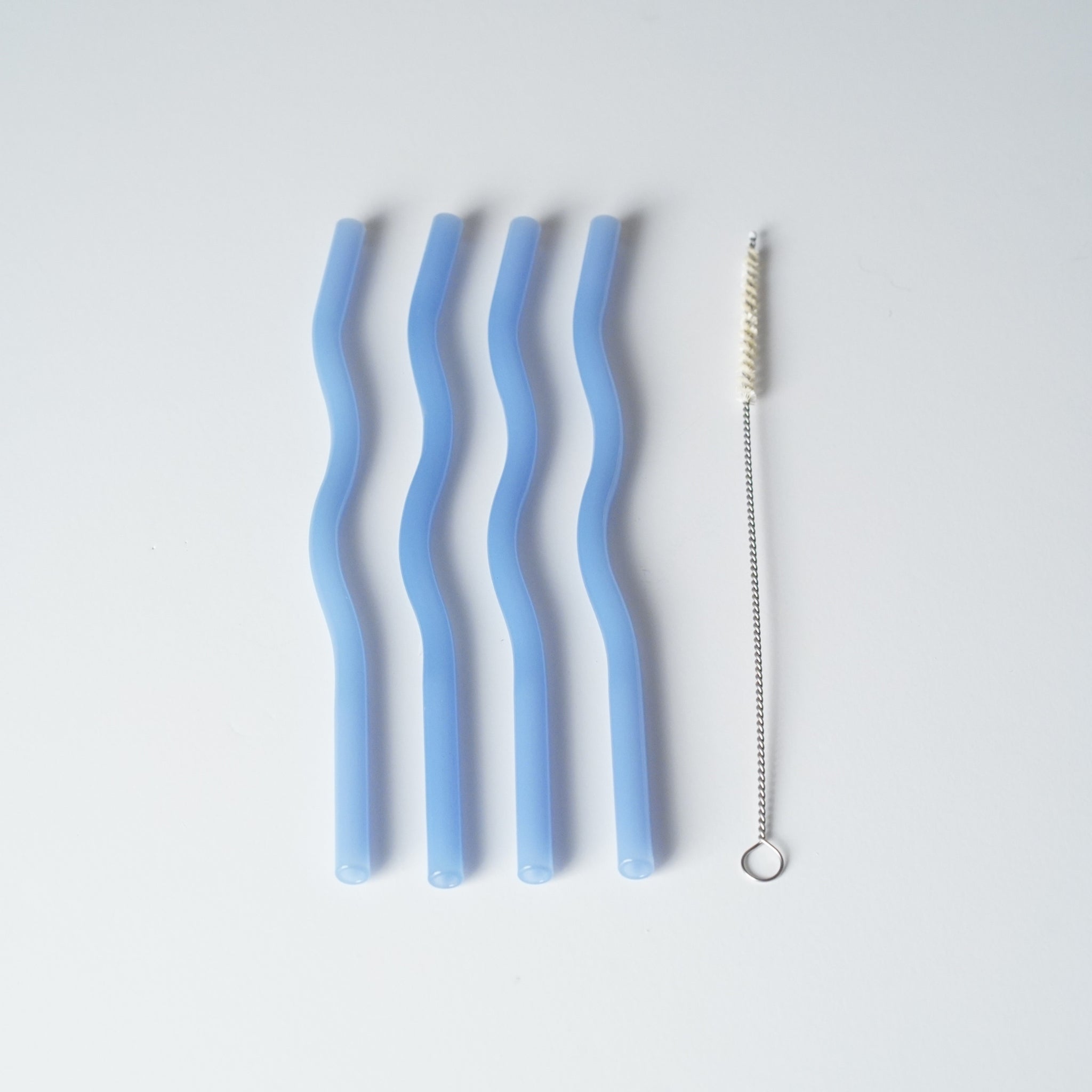 DESIGNSTUFF Curve Glass Straw Set of 4 - Reusable, Eco-Friendly Drinking Straws for Smoothies, Cocktails & Iced Coffee - Perfect for Home, Office & Outdoor Use