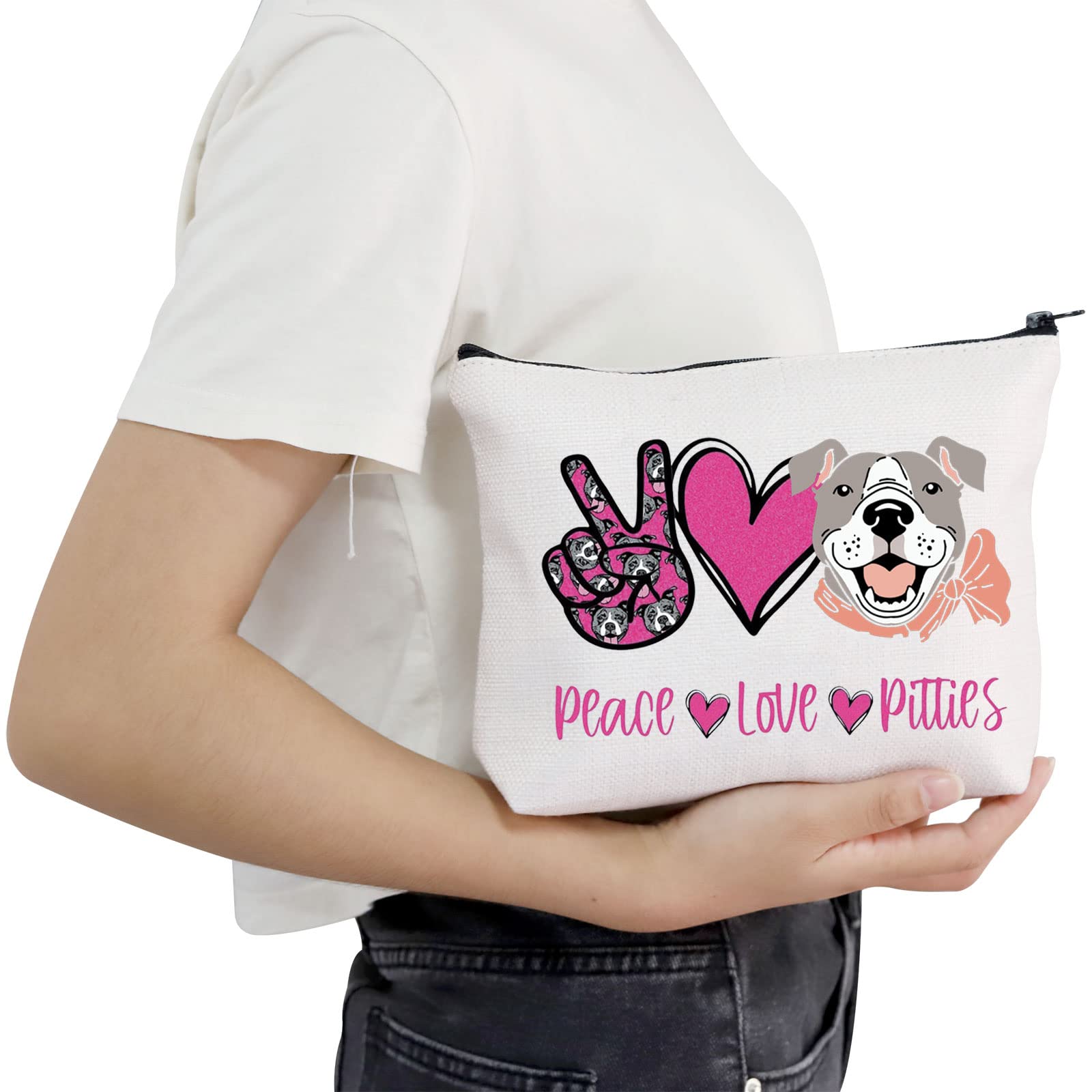 POFULL Pitbull Makeup Bag - Dog Lovers Gift for Pittie Moms - Travel & Storage