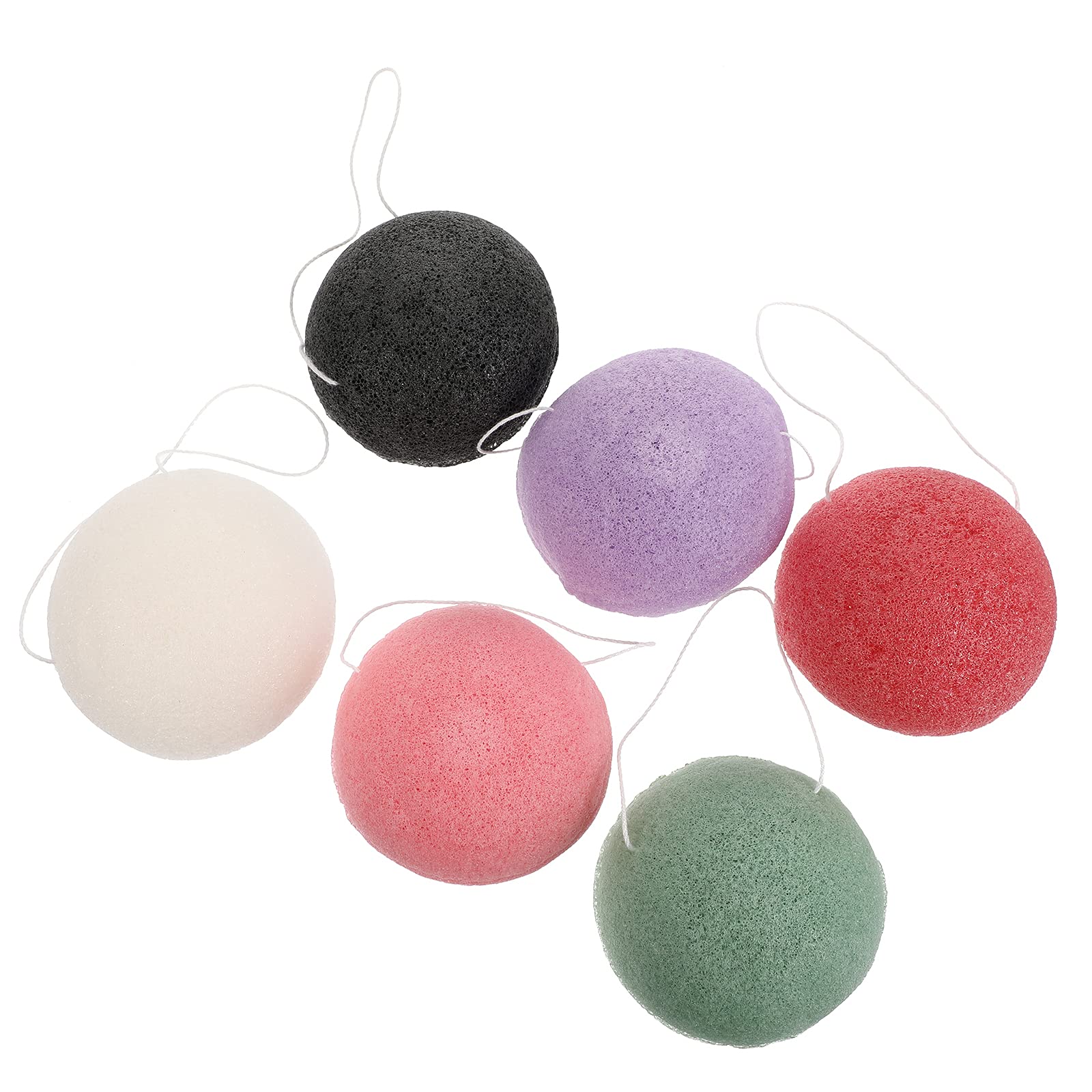 6-Pack Natural Konjac Sponges for Face & Body - Gentle Exfoliating Facial Cleansing Puff, Skin Massage Sponge for Soft & Smooth Skin - Perfect for Daily Skincare, Makeup Removal & Sensitive Skin Care
