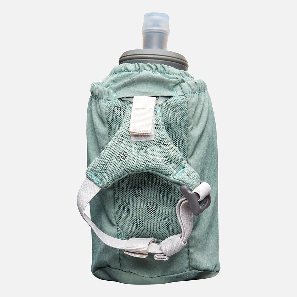 Pinnacle Soft Flask Handheld 18oz (Sage Green/Reflective Silver) - Leak-Proof Collapsible Water Bottle for Hiking, Running, Cycling & Outdoor Adventures