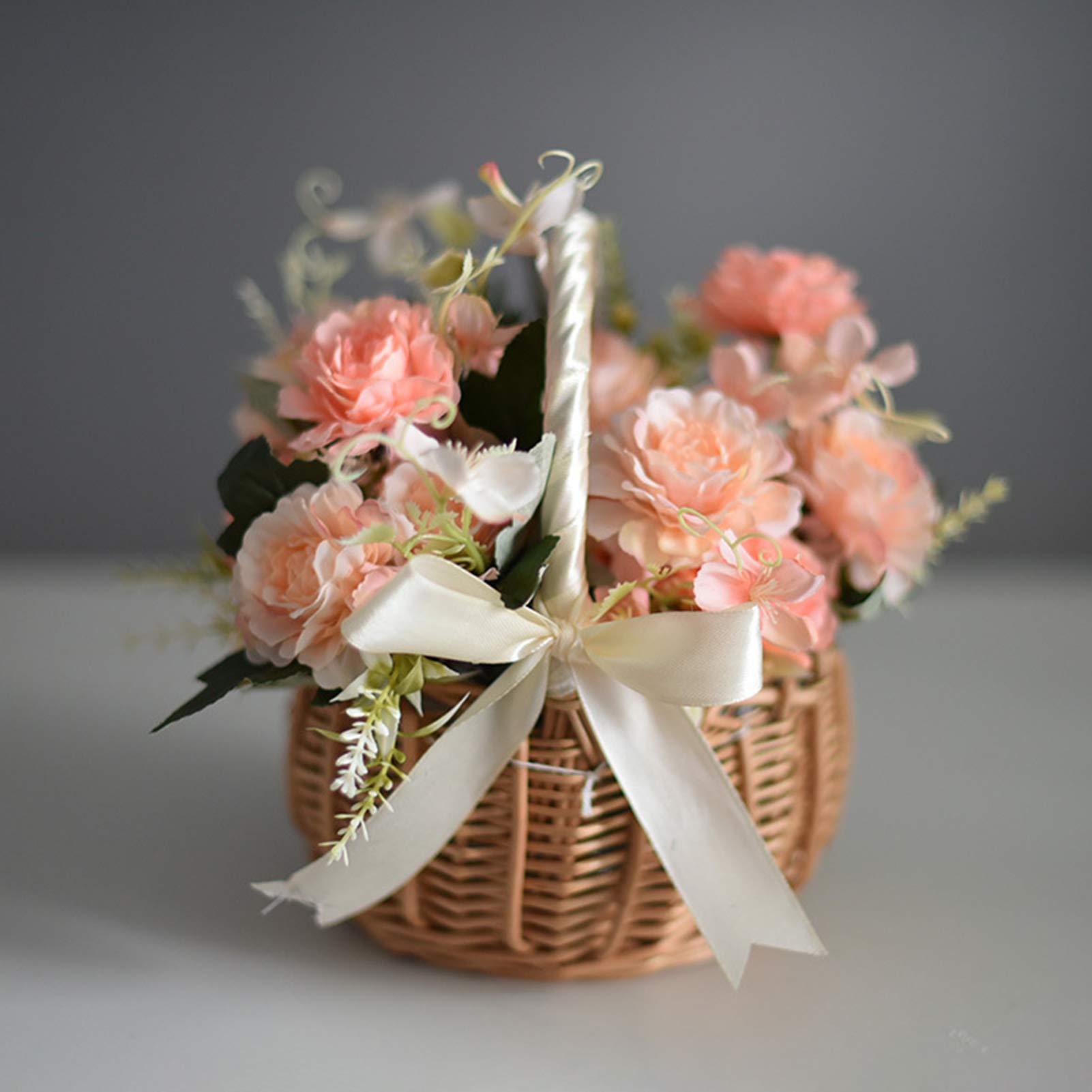 Handwoven Willow Flower Basket - White Wicker Picnic Storage Basket for Easter, Home Decor, and Outdoor Gatherings | Perfect for Spring Decor, Gift Giving, and Party Centerpieces