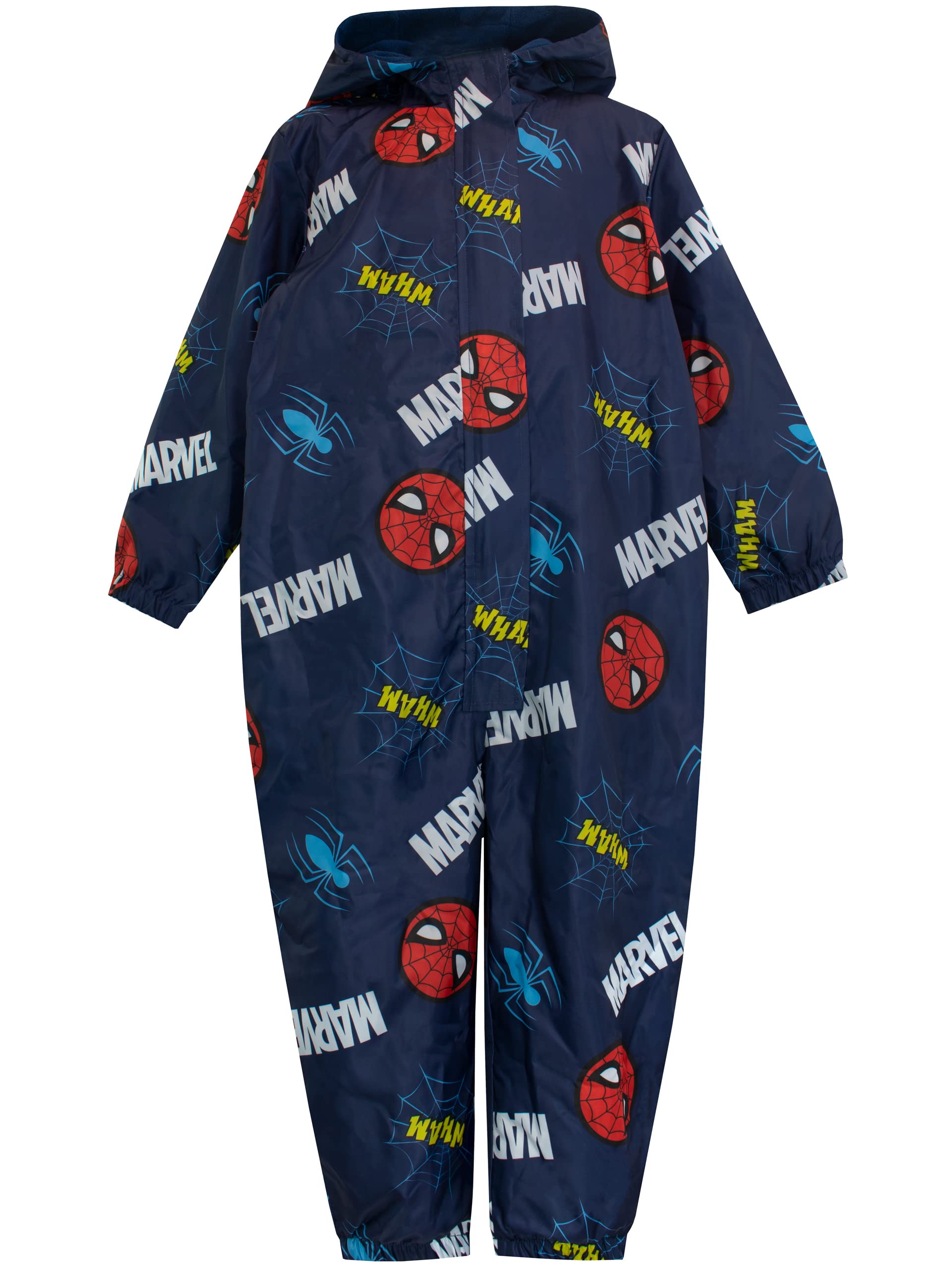 Marvel Spiderman Kids Rain Suit - Waterproof Boys' Rain Gear Overalls for Outdoor Play & School Commute