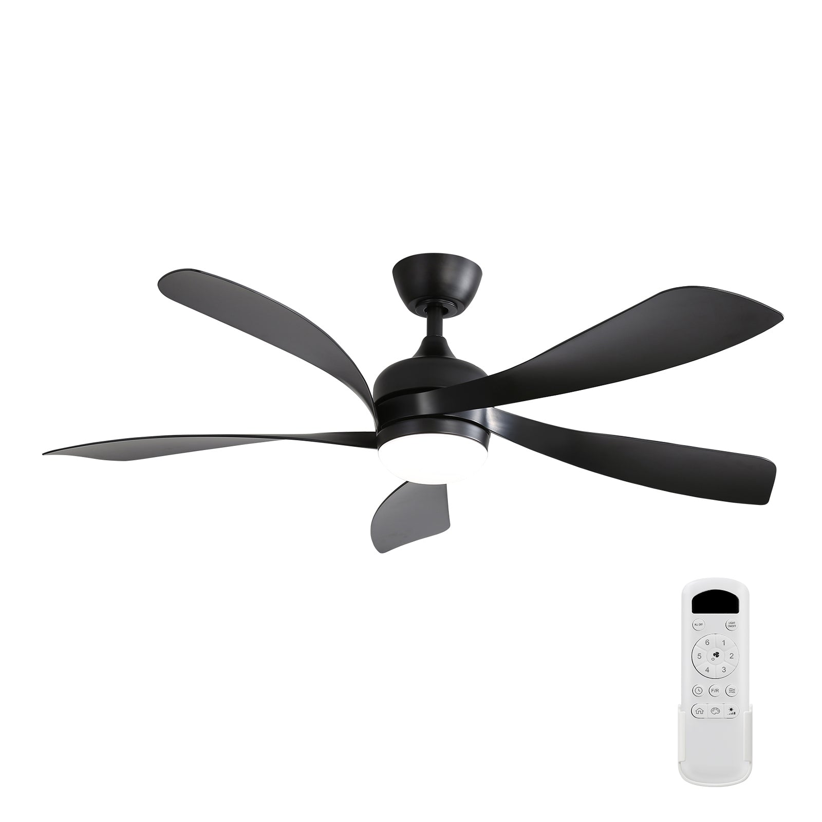 52 Inch Modern Ceiling Fan with Remote Control - 3 Color Dimmable LED Light, 5 ABS Blades, Reversible DC Motor - Perfect for Living Room, Bedroom and Office Spaces