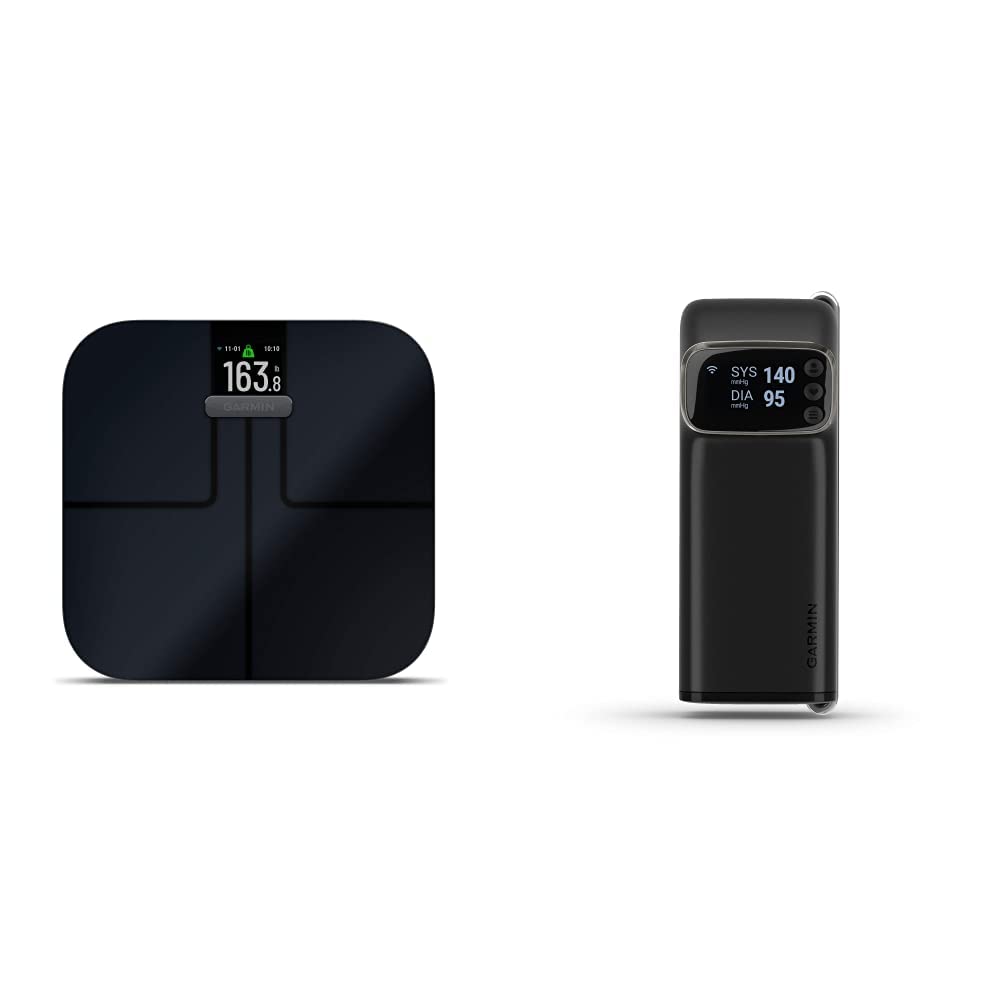Garmin Index S2 Smart Scale & Index BPM Blood Pressure Monitor Bundle - Accurate Weight & BP Tracking for Home Health Monitoring - Perfect for Fitness Enthusiasts & Health-Conscious Families