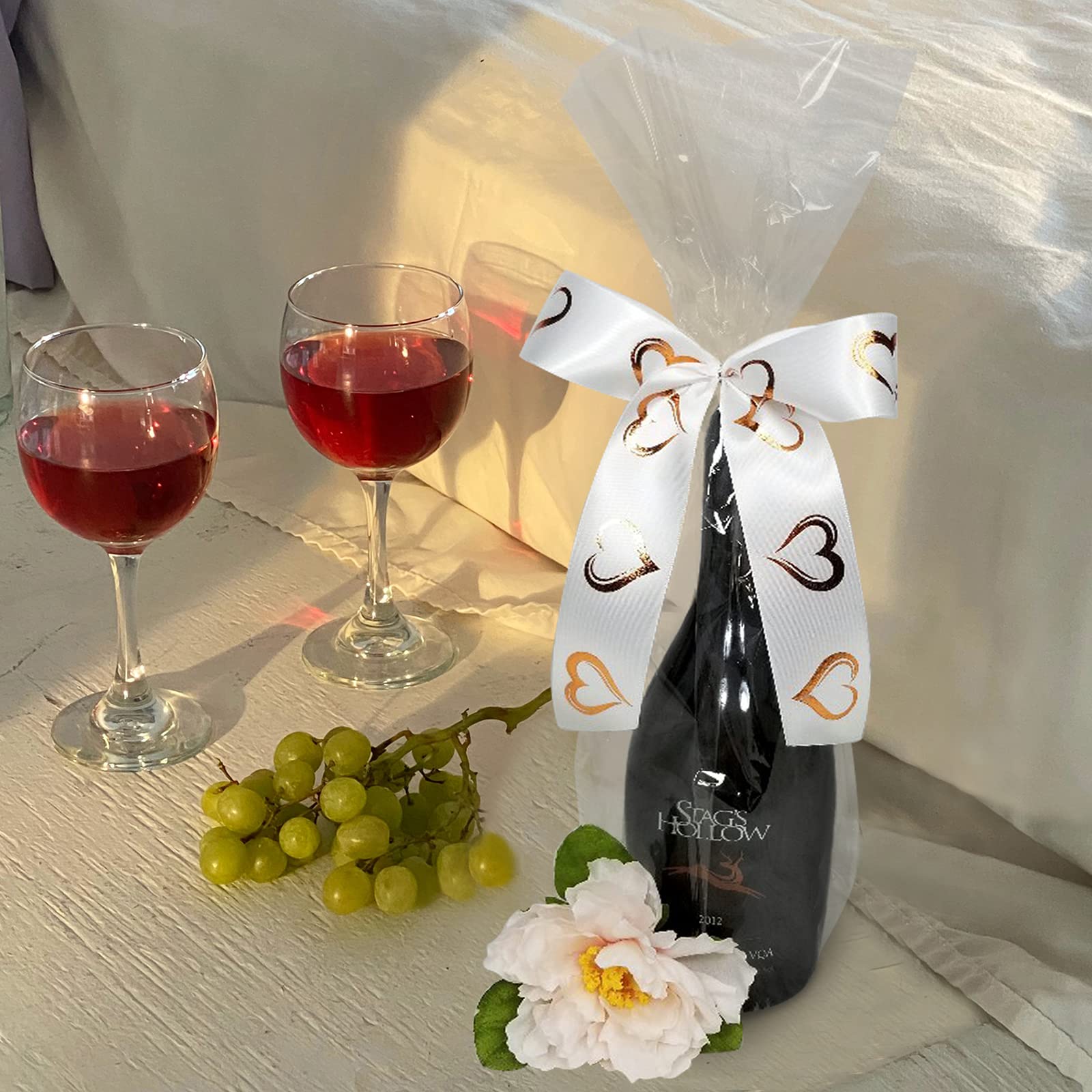 Morepack 100Pcs Clear Wine Bottle Gift Bags 8x16 Inches with 4 Inch Flat Bottom - Premium Cellophane Bags for Wine Bottles, Liquor, Champagne & Gift Packaging (No Side Gusset) - Perfect for Weddings, Parties, Corporate Gifts & Holiday Presents