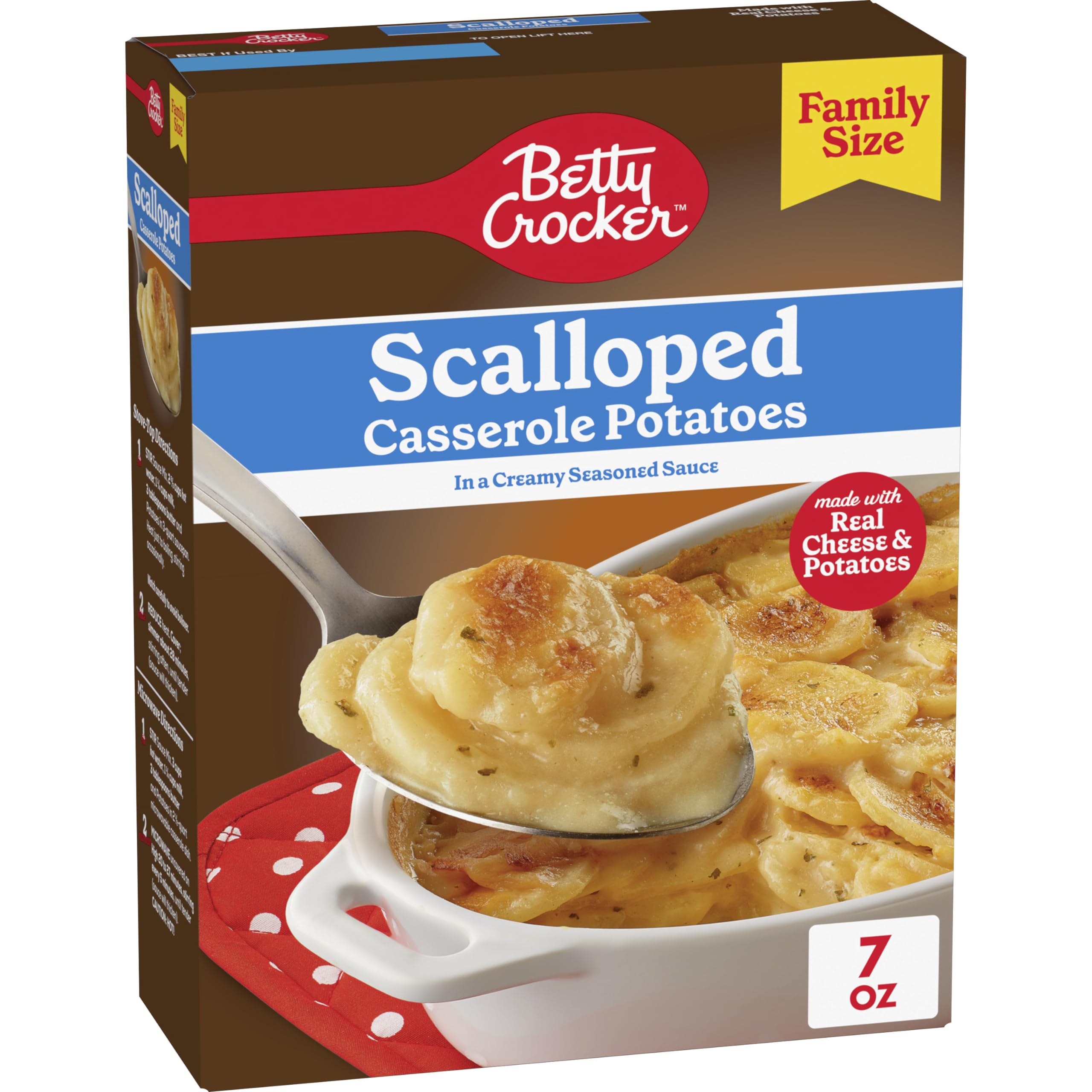 Betty Crocker Scalloped Casserole Potatoes with Real Cheese - Family Size 7 oz Box - Easy Homemade Side Dish for Thanksgiving, Christmas & Family Dinners