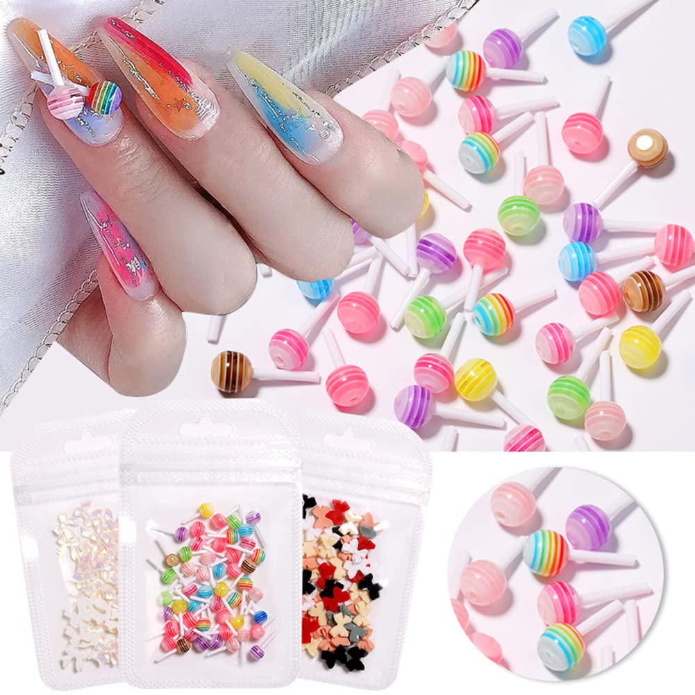 3D Cute Nail Art Charms - Resin Bow Candy Nail Decorations for Women & Girls | DIY Nail Art Supplies & Crafting Accessories | Perfect for Manicures, Nail Salons, and Party Nail Designs