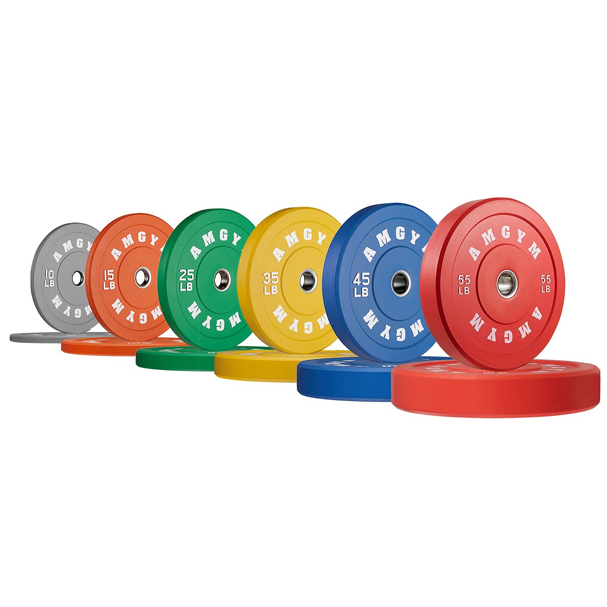 AMGYM Color Olympic Bumper Plates - Premium Rubber Weight Plates with Steel Insert for Strength Training & CrossFit | Perfect for Home Gym, Weightlifting & Powerlifting Workouts