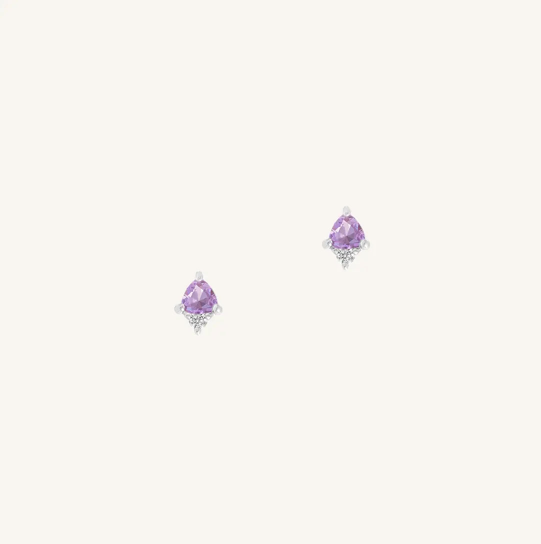 February Birthstone Stud Earrings - Amethyst Sterling Silver Studs for Women - Perfect Gift for Valentine's Day, Anniversary & Birthday Jewelry
