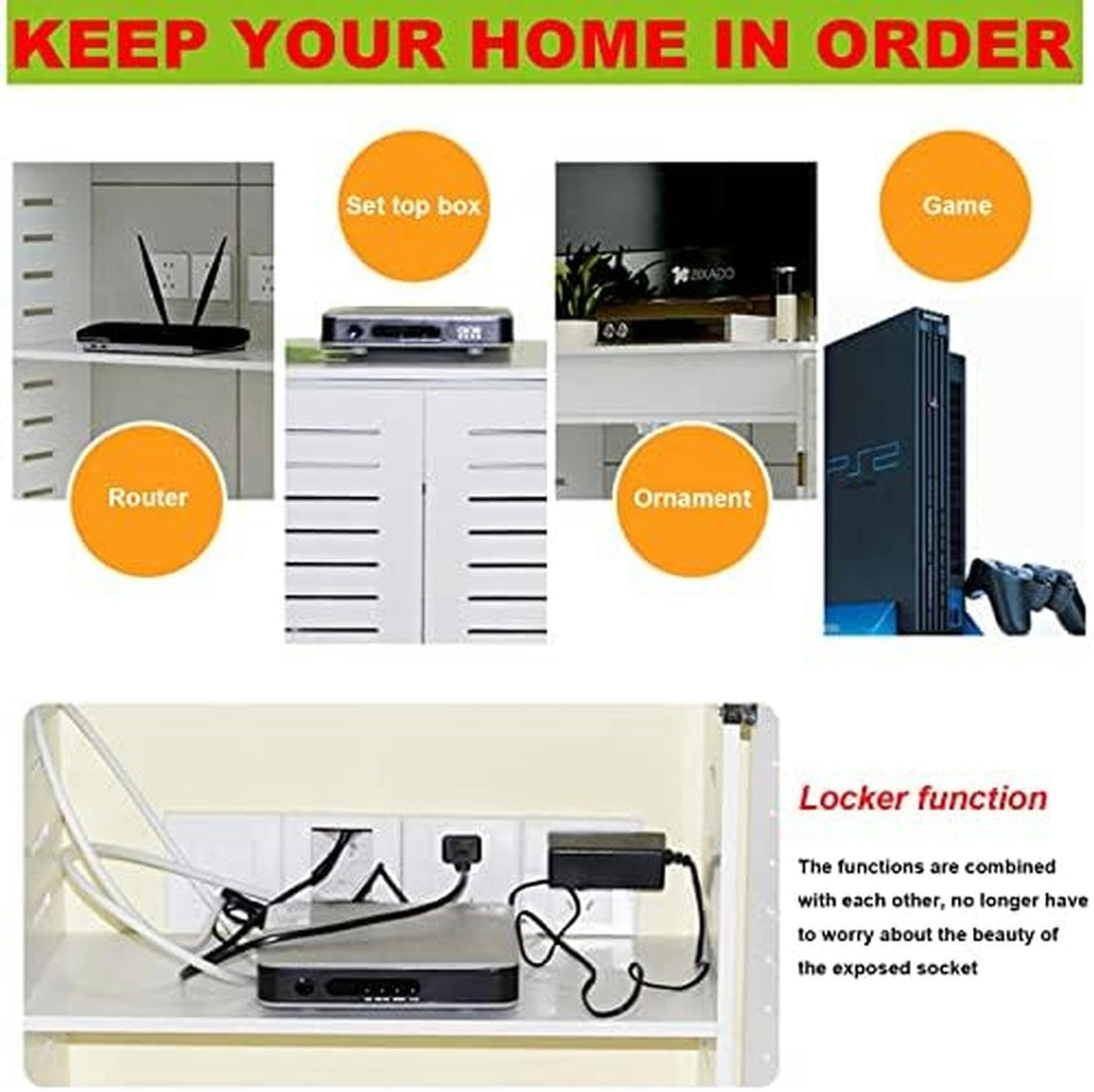 Wall-Mounted Router Storage Cabinet - 50x25x80cm WiFi Modem Organizer with Shelf for Set-Top Box | Home Office & Living Room Cable Management Solution