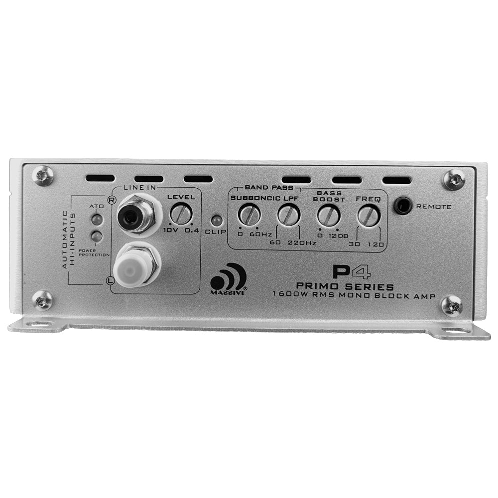 P4 1600W RMS Mono Block Amplifier - 1 Ohm Stable, High Power Car Audio Amp for Subwoofers & Bass Boost - Perfect for Car Audio Systems & Competitions