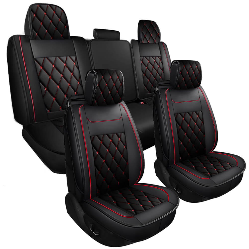Black-Red Leather Car Seat Cover