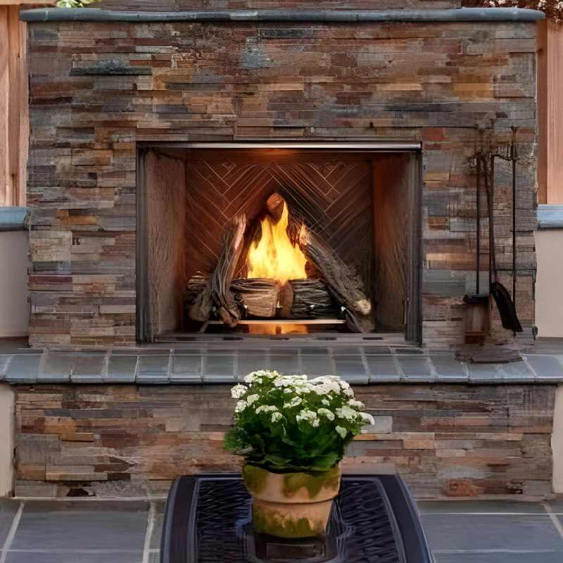Majestic Courtyard 36 Inch Outdoor Vent-Free Gas Fireplace - Perfect for Patio, Deck, Backyard & Garden Heating