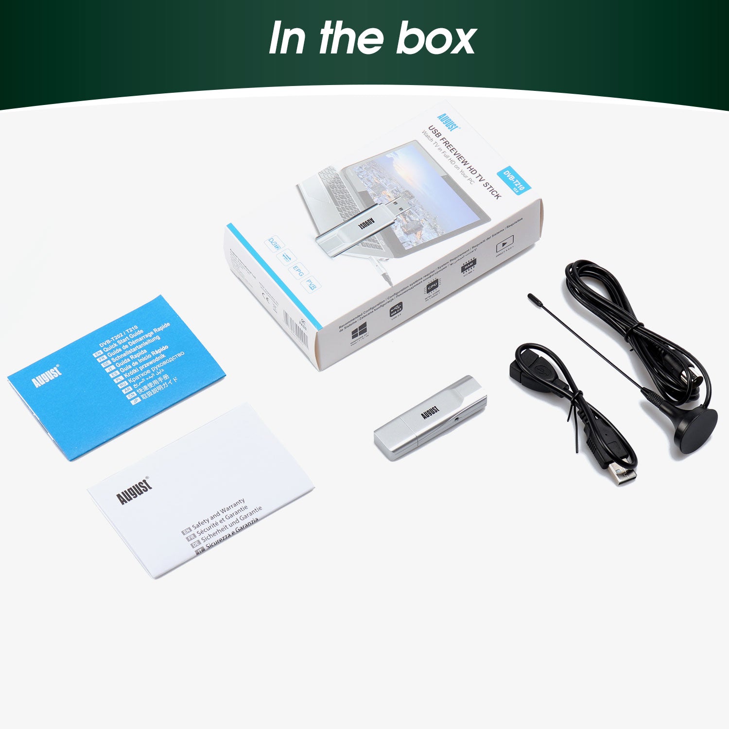 Refurbished USB DVB-T2 TV Tuner for PC - Watch & Record Freeview HD Channels on Laptop/Desktop - Perfect for Travel, Home Entertainment & Digital TV Reception